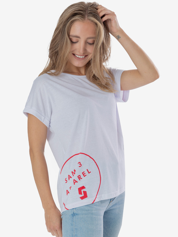 Sam 73 Weißes bedrucktes Damen-T-Shirt SAM 73