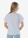 Sam 73 Weißes bedrucktes Damen-T-Shirt SAM 73
