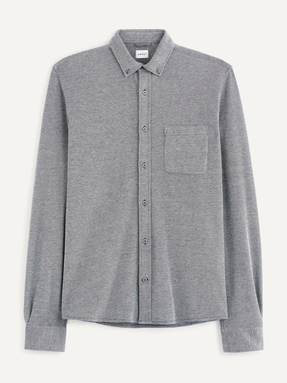 Celio Blau kariertes Herrenhemd mit Tasche Celio