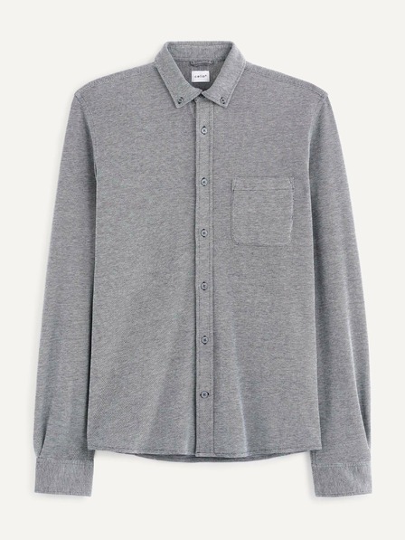 Celio Blau kariertes Herrenhemd mit Tasche Celio