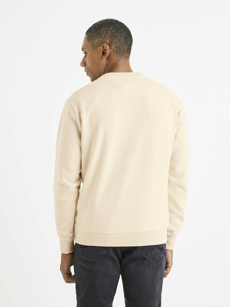 Celio Beigefarbener bedruckter Herren-Kapuzenpullover Celio