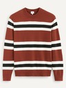 Celio Weiß-rot gestreifter Herrenpullover Celio