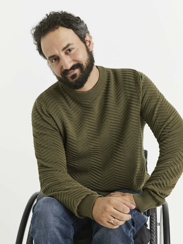 Celio Khakifarbener gemusterter Herrenpullover Celio
