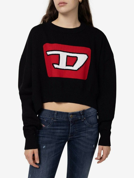 Diesel Schwarzer gemusterter Cropped Sweater für Damen Diesel