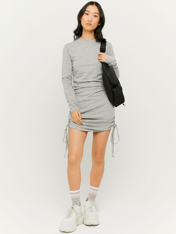 TALLY WEiJL Hellgraues ärmelloses Minikleid mit seitlichen Bändern TALLY WEiJL