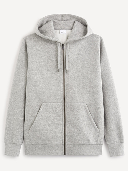 Celio Hellgrauer Basic-Kapuzenpullover Celio Vethree