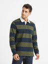 Celio Blau und grün gestreiftes Herren-Poloshirt Celio Verugby