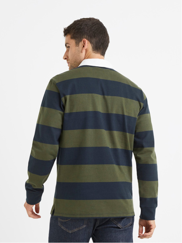 Celio Blau und grün gestreiftes Herren-Poloshirt Celio Verugby