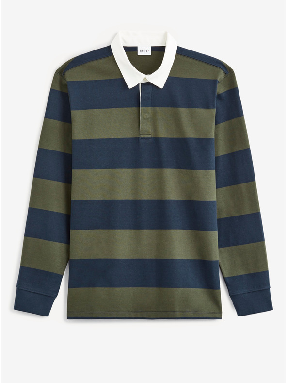 Celio Blau und grün gestreiftes Herren-Poloshirt Celio Verugby