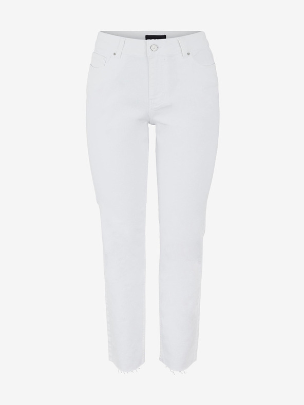 Pieces Weiße Straight-Fit-Jeans Pieces Luna