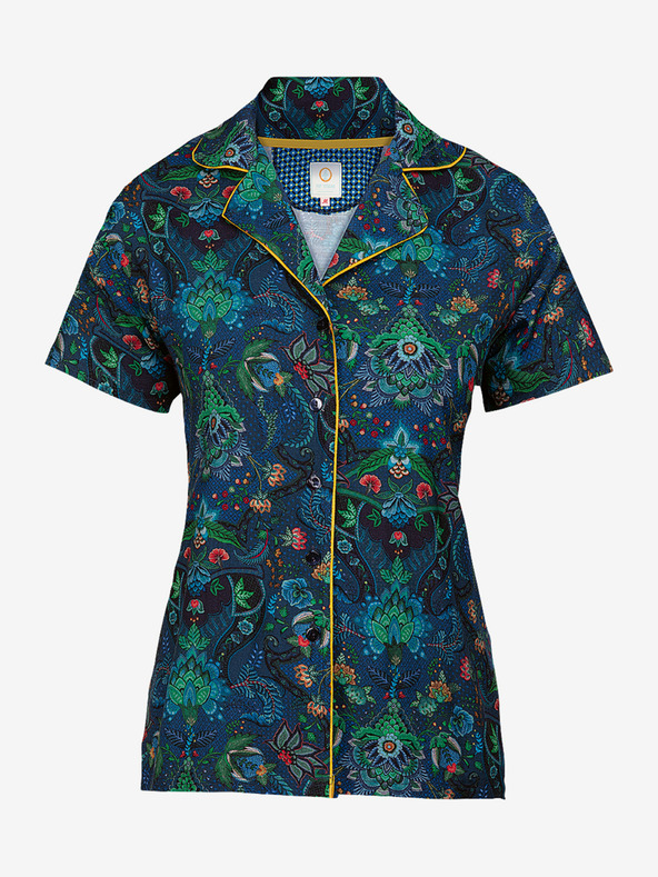 PiP studio Dunkelblaues gemustertes Damen-Pyjama-Top PiP Studio Kyoto Festival Blau