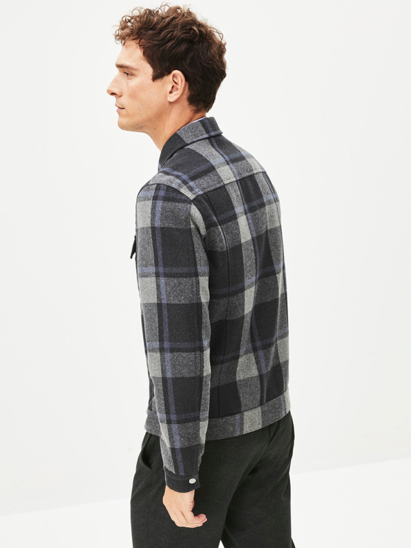 Celio Dunkelgraue Herren Celio Punjab karierte Jacke