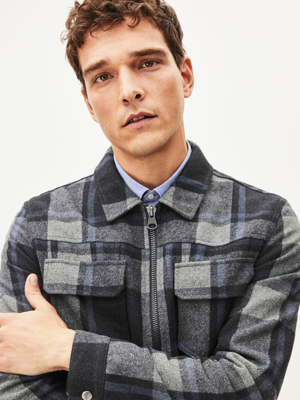 Celio Dunkelgraue Herren Celio Punjab karierte Jacke