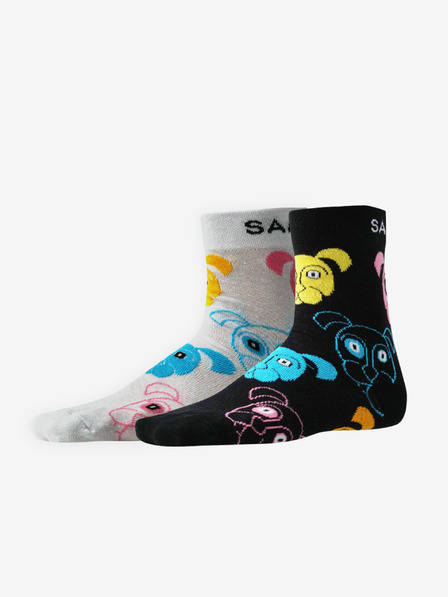 Sam 73 Satz mit zwei Paar gemusterten Socken für Mädchen in schwarz und weiß SAM 73 Nojio