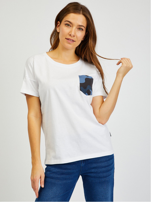 Sam 73 Weißes Damen-T-Shirt mit Tasche SAM 73 Marie
