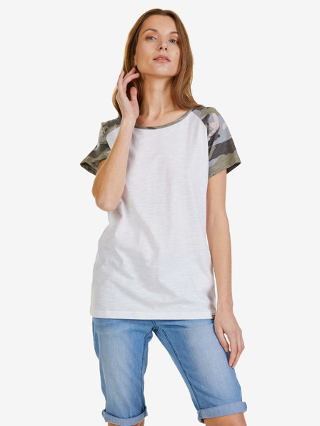 Sam 73 Weißes gemustertes Damen-T-Shirt SAM 73 Rose