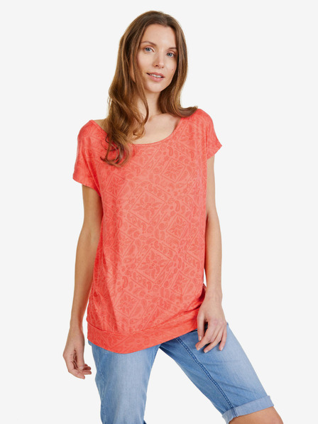 Sam 73 Korallefarbenes gemustertes Damen-T-Shirt SAM 73 Cindy