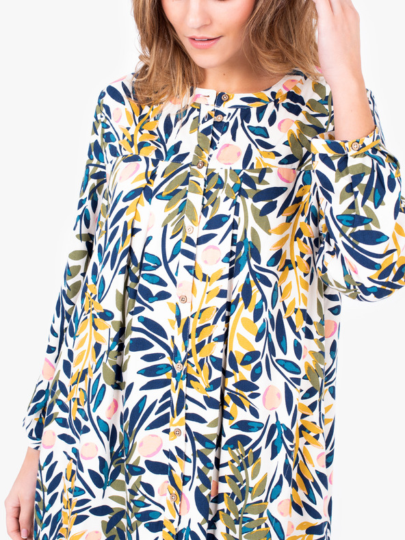 Brakeburn Weißes gemustertes Hemdblusenkleid Brakeburn