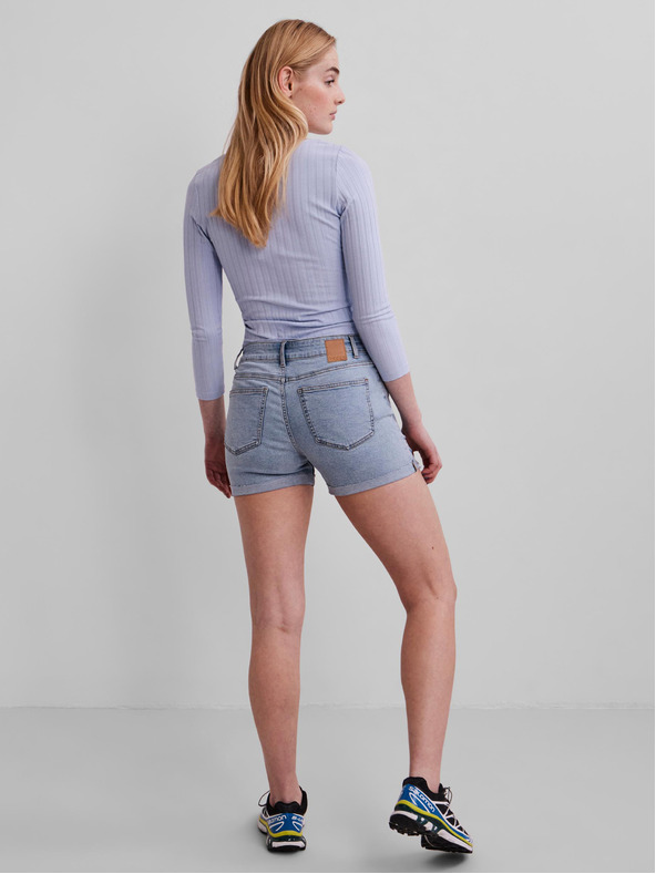 Pieces Hellblaue Denim-Shorts mit Ripp-Effekt Pieces Lisa
