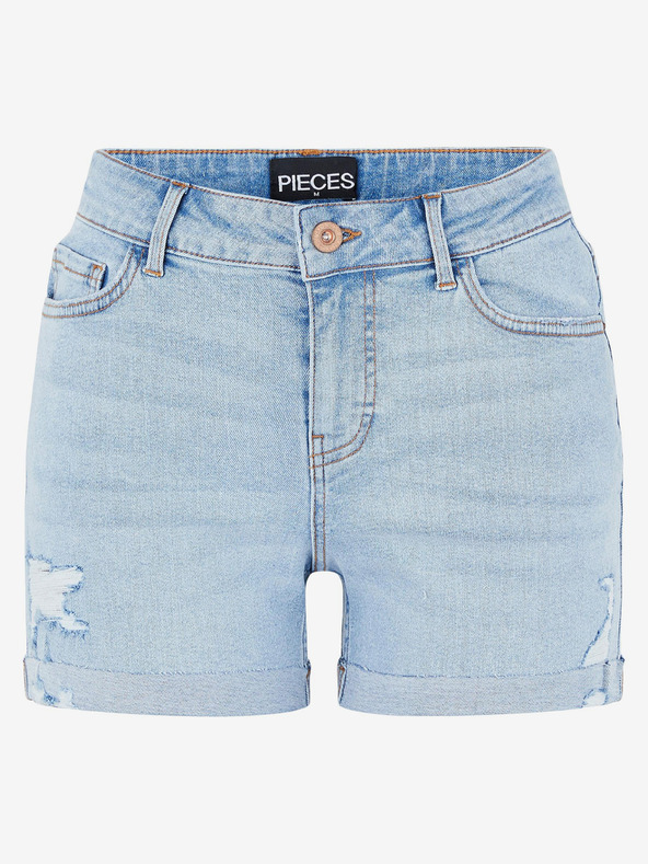 Pieces Hellblaue Denim-Shorts mit Ripp-Effekt Pieces Lisa