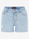 Pieces Hellblaue Denim-Shorts mit Ripp-Effekt Pieces Lisa