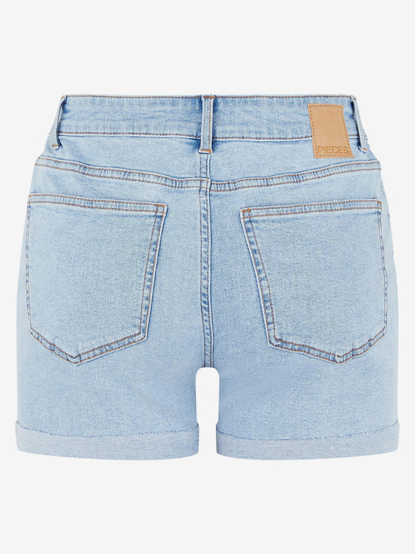 Pieces Hellblaue Denim-Shorts mit Ripp-Effekt Pieces Lisa