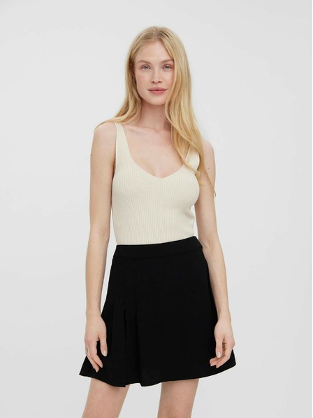 Vero Moda Cremefarbenes geripptes Basic-Tank-Top VERO MODA Glory