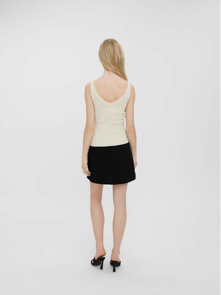 Vero Moda Cremefarbenes geripptes Basic-Tank-Top VERO MODA Glory