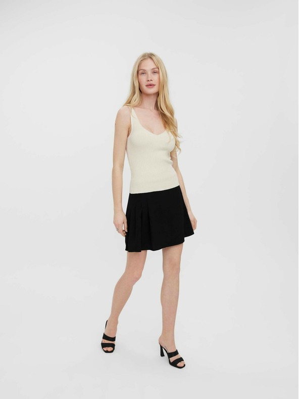 Vero Moda Cremefarbenes geripptes Basic-Tank-Top VERO MODA Glory