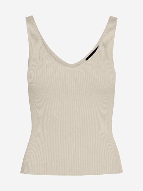 Vero Moda Cremefarbenes geripptes Basic-Tank-Top VERO MODA Glory
