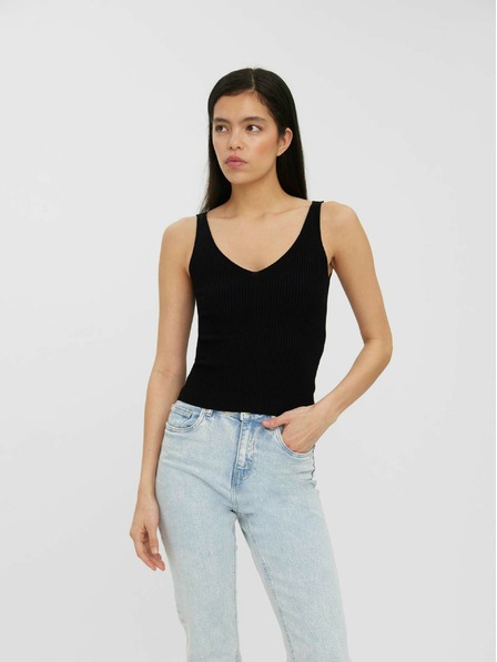 Vero Moda Schwarzes geripptes Basic-Tank-Top VERO MODA Glory