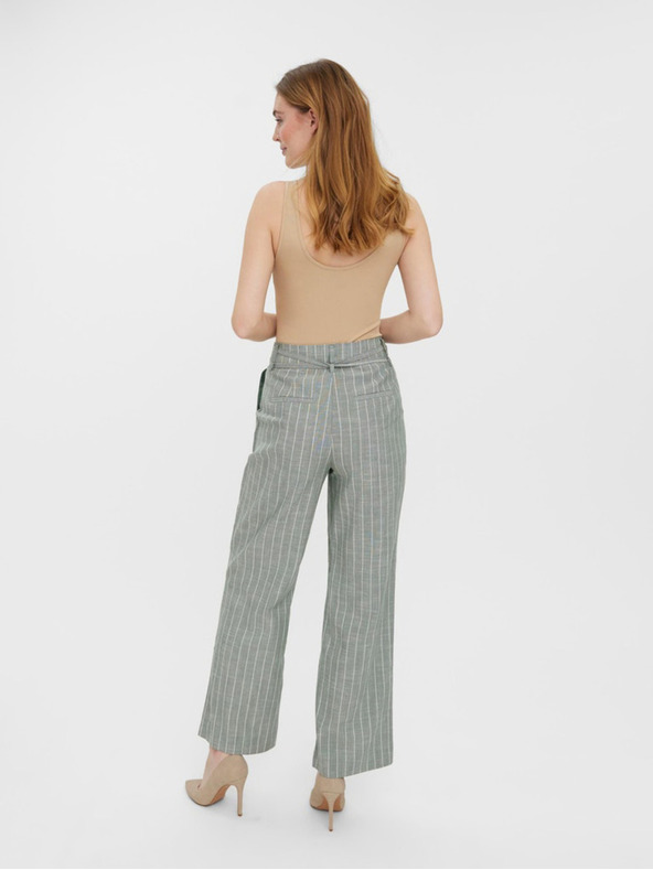 Vero Moda Hellgrün gestreifte Hose mit weitem Bein VERO MODA Serena