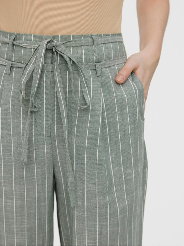 Vero Moda Hellgrün gestreifte Hose mit weitem Bein VERO MODA Serena