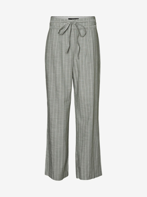 Vero Moda Hellgrün gestreifte Hose mit weitem Bein VERO MODA Serena