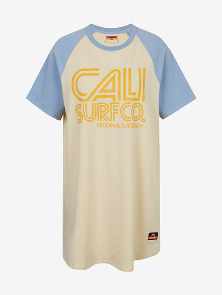 SuperDry Blaues und rosa bedrucktes Superdry Cali Surf Raglan-T-Shirt für Damen