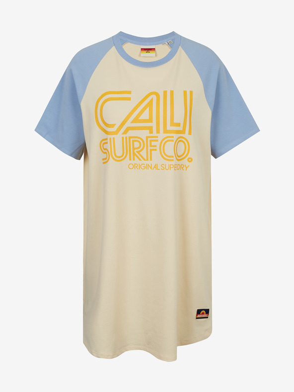 SuperDry Blaues und rosa bedrucktes Superdry Cali Surf Raglan-T-Shirt für Damen