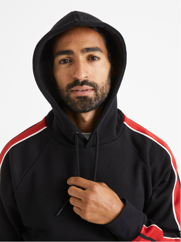 Celio Schwarzer Herren-Kapuzenpullover Celio Vebandit