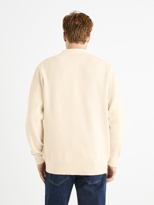 Celio Cremefarbene Herren Strickjacke Celio