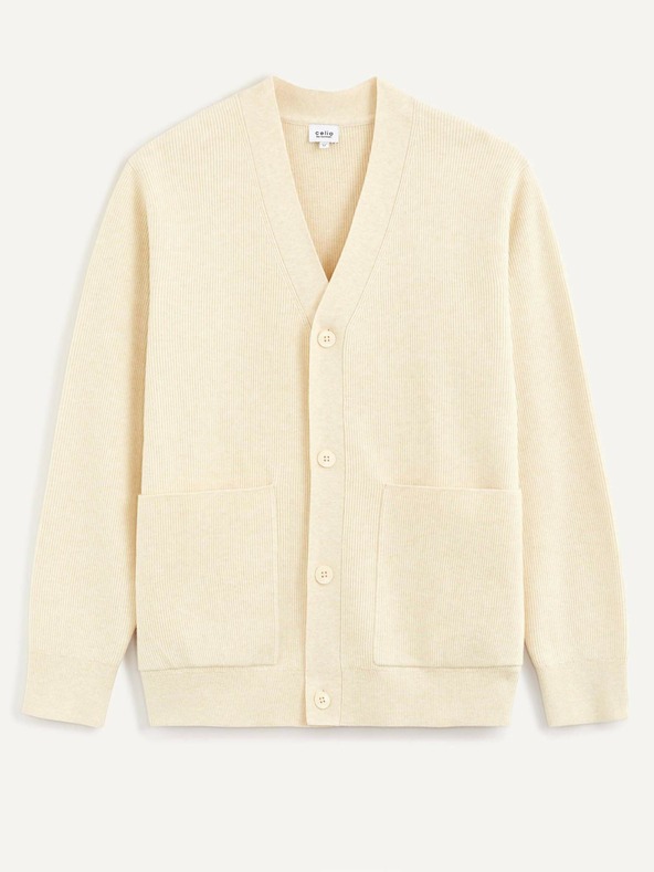 Celio Cremefarbene Herren Strickjacke Celio