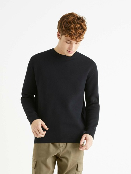 Celio Schwarzer Herren-Basic-Pullover Celio Beclo