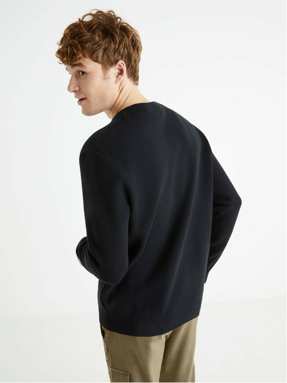 Celio Schwarzer Herren-Basic-Pullover Celio Beclo