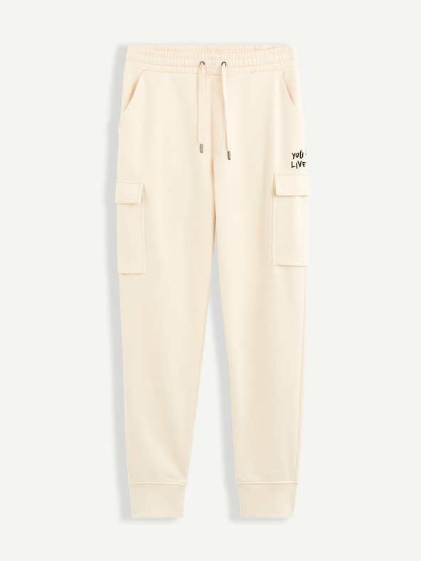 Celio Cremefarbene Herren Sweatpants mit Taschen Celio Boslap