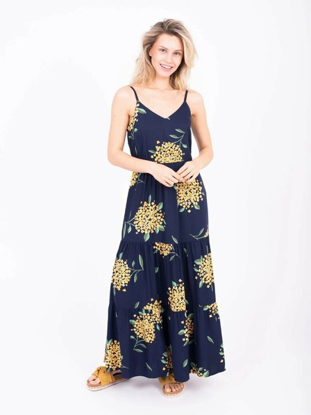 Brakeburn Dunkelblau gemustertes Damen Maxikleid Brakeburn