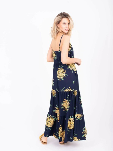 Brakeburn Dunkelblau gemustertes Damen Maxikleid Brakeburn