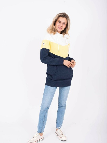 Brakeburn Gelb-blau gestreifter Damen-Kapuzenpullover Brakeburn