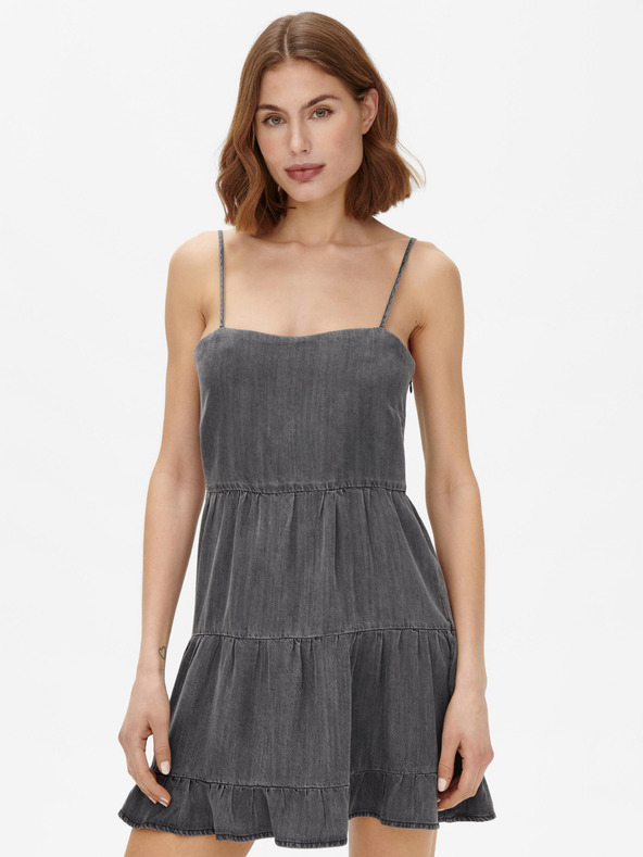 ONLY Dunkelgraues kurzes Kleid mit Riemchen ONLY Ragna