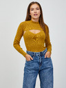 Jacqueline de Yong Senfgelber gerippter Pullover/Oberteil 2in1 JDY Sibba