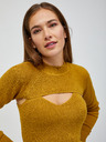 Jacqueline de Yong Senfgelber gerippter Pullover/Oberteil 2in1 JDY Sibba