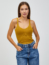 Jacqueline de Yong Senfgelber gerippter Pullover/Oberteil 2in1 JDY Sibba