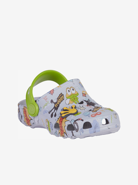 COQUI Hellgraue gemusterte Kinderhausschuhe Coqui Little Frog